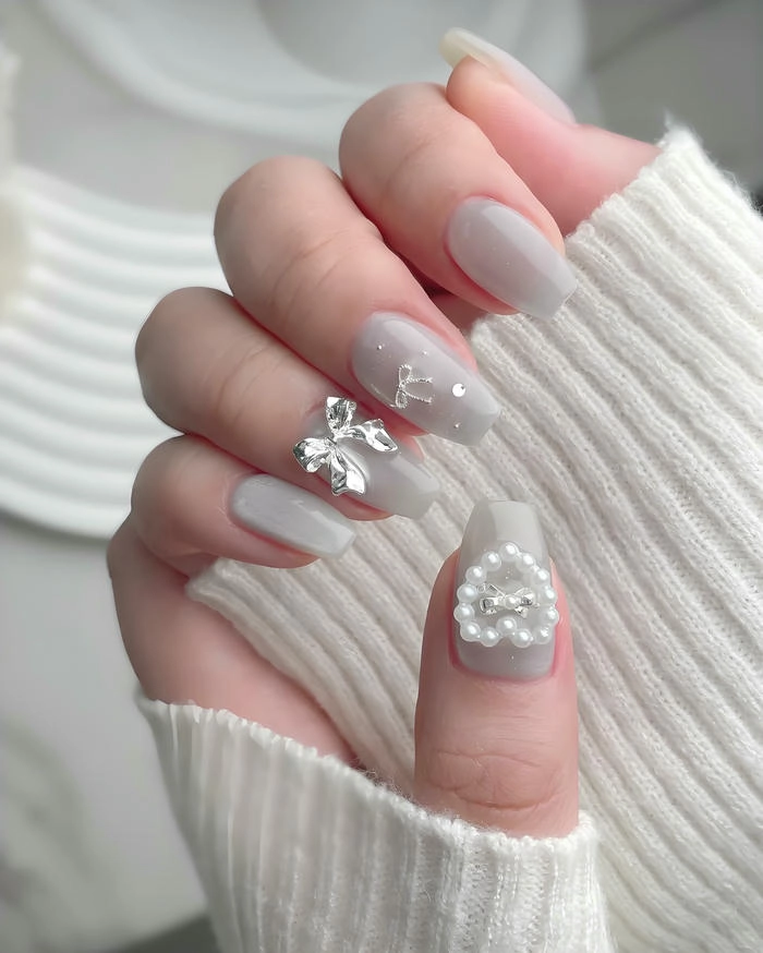 Nail đính ngọc trai phong cách Nhật