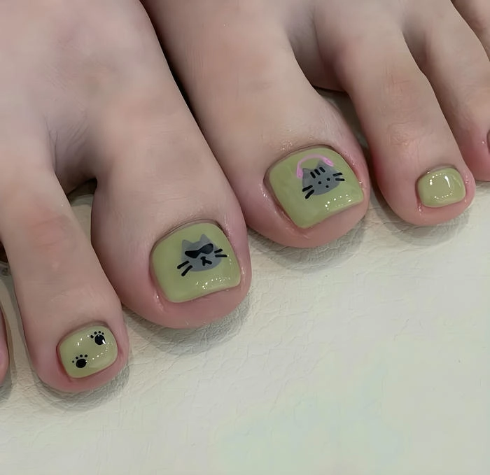 mẫu móng chân xanh bơ cute