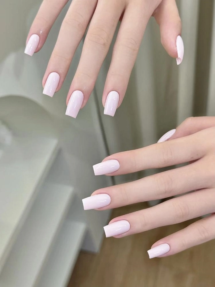 mẫu móng vuông sơn trơn tone da