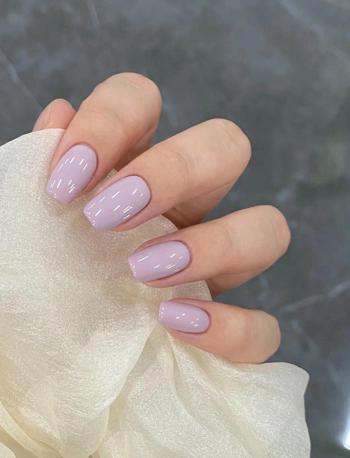 mẫu nail trơn màu tím khoai môn