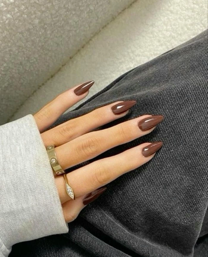 nail sơn trơn màu nâu