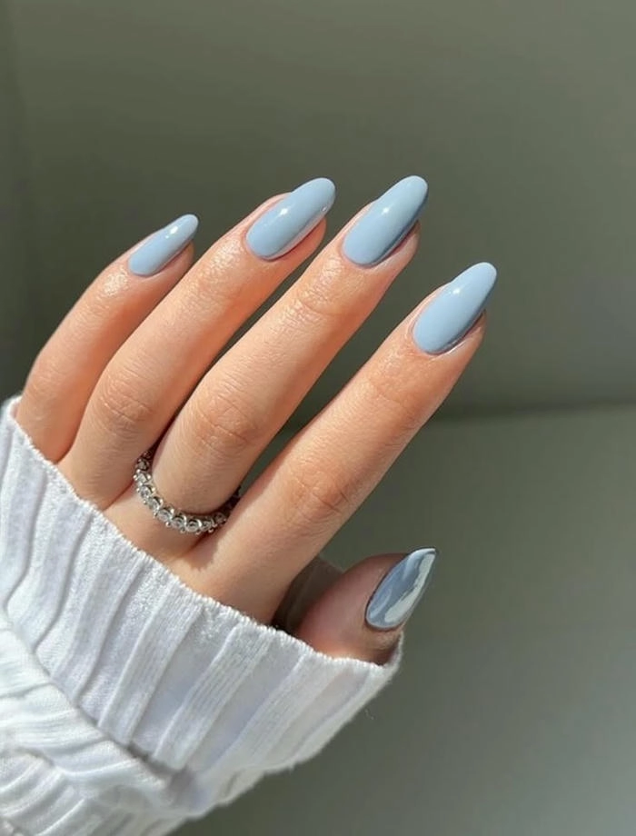 nail sơn trơn màu xanh