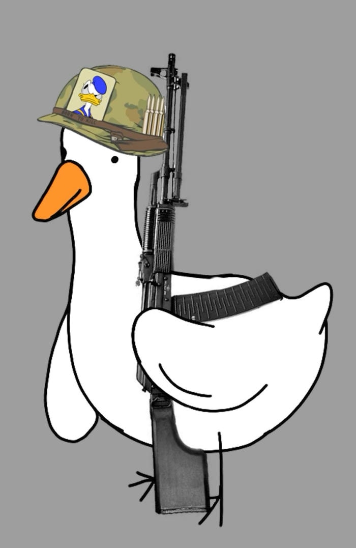 Meme vịt cầm súng