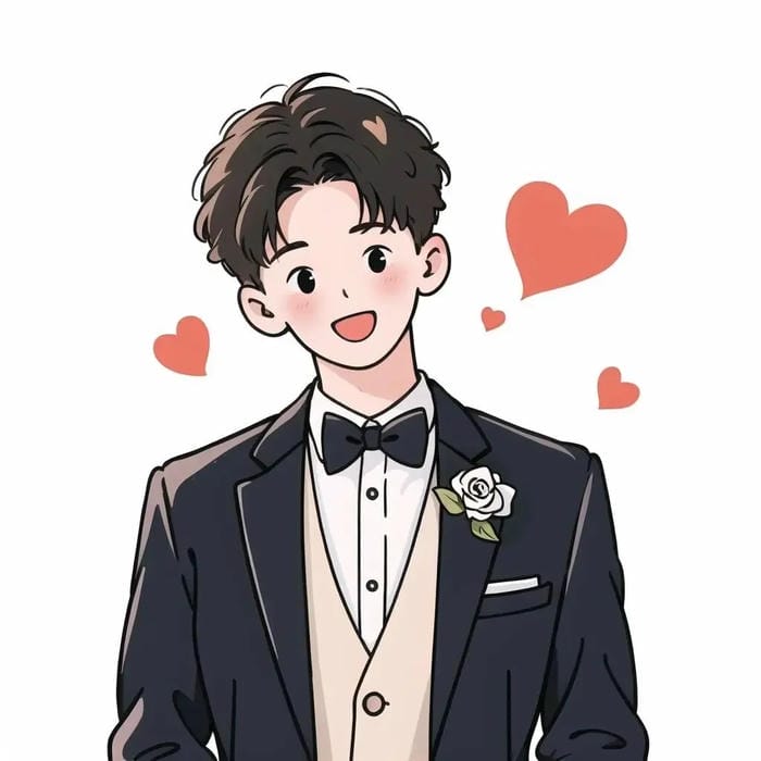 ảnh anime chú rể hạnh phúc