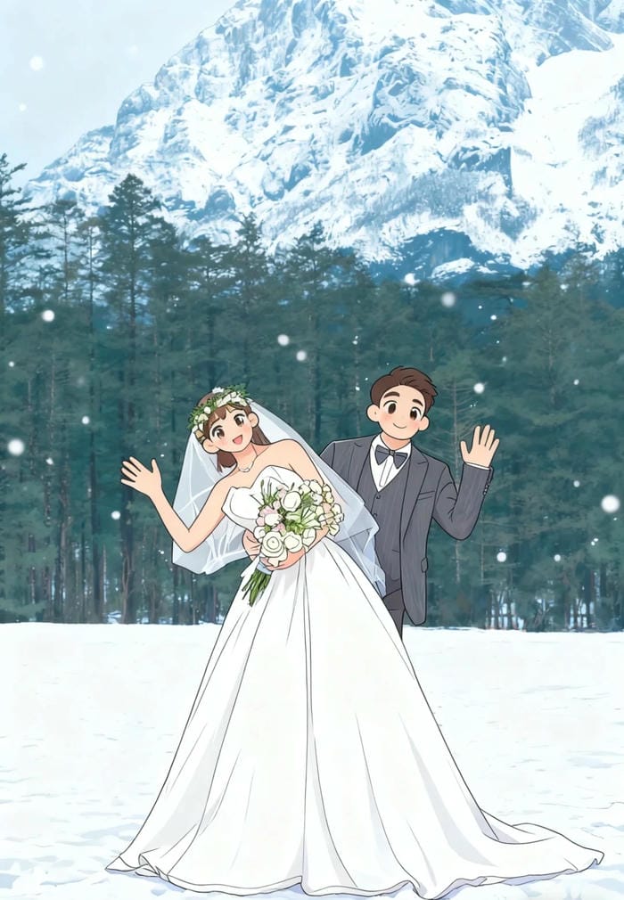 ảnh anime cô dâu chú rể hạnh phúc