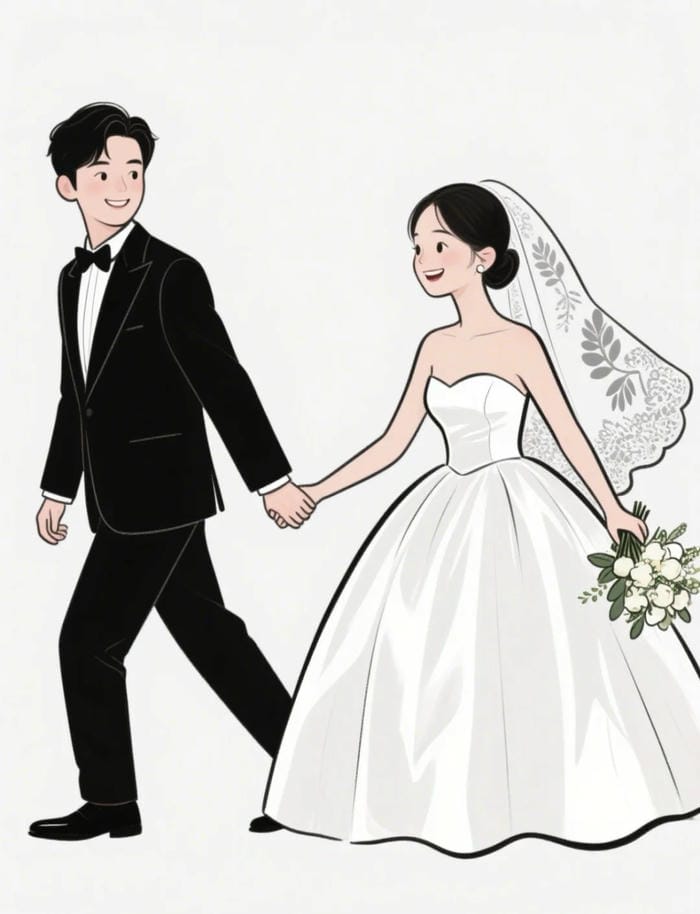 ảnh hoạt hình cô dâu chú rể