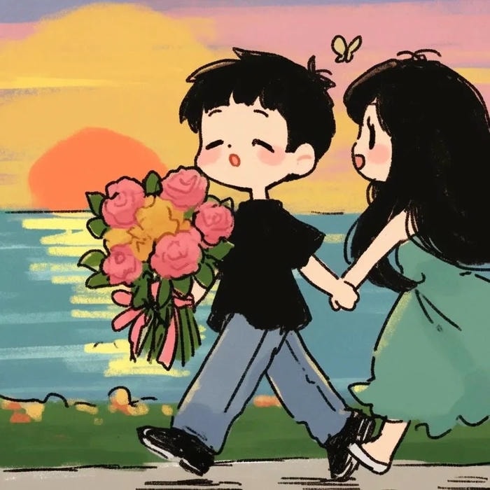 anime nắm tay đi dạo