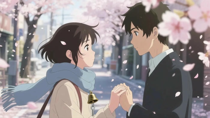 anime nắm tay hoa đào