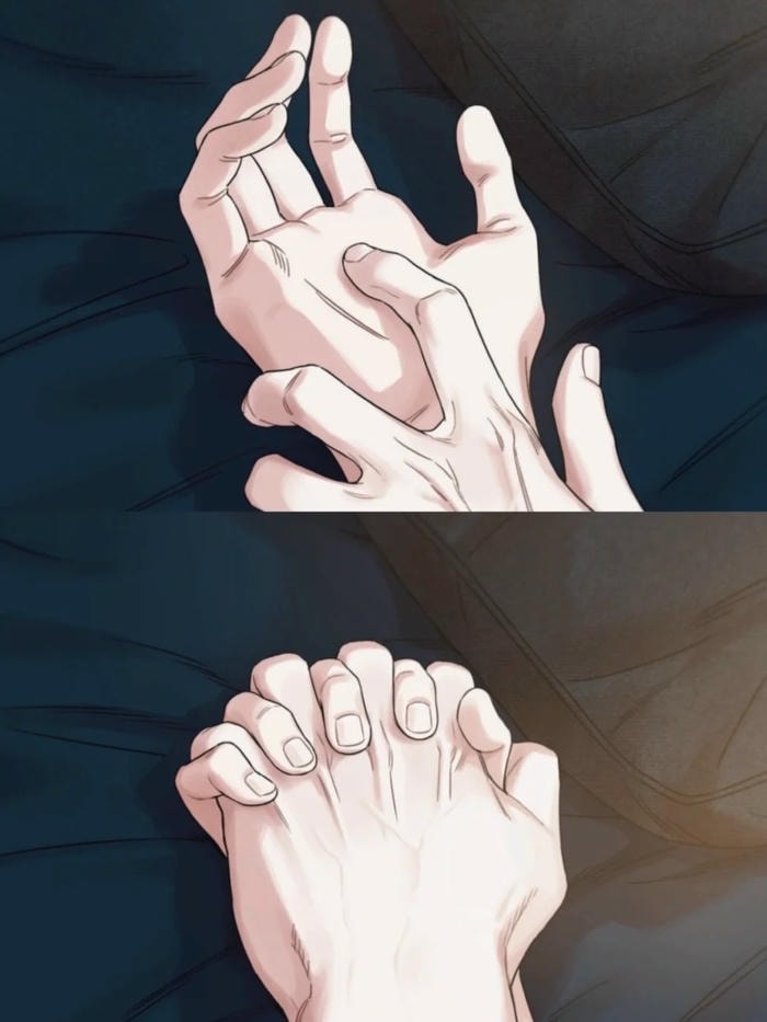 hình anime nắm tay dưới ánh trăng