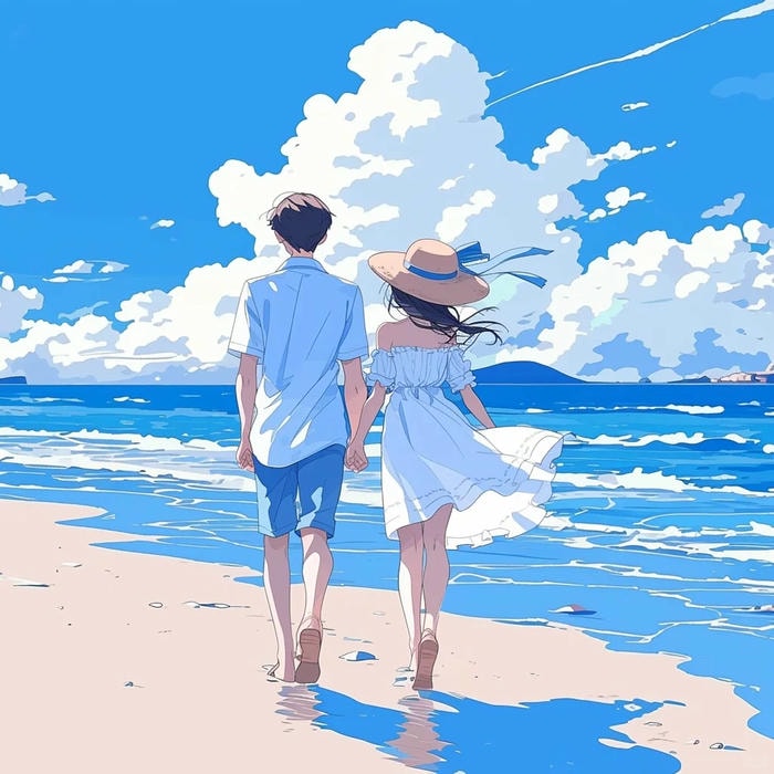 hình đôi anime nắm tay nhau