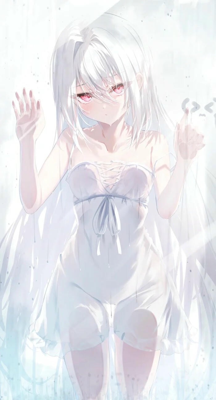 Ảnh anime girl tóc trắng anime chất