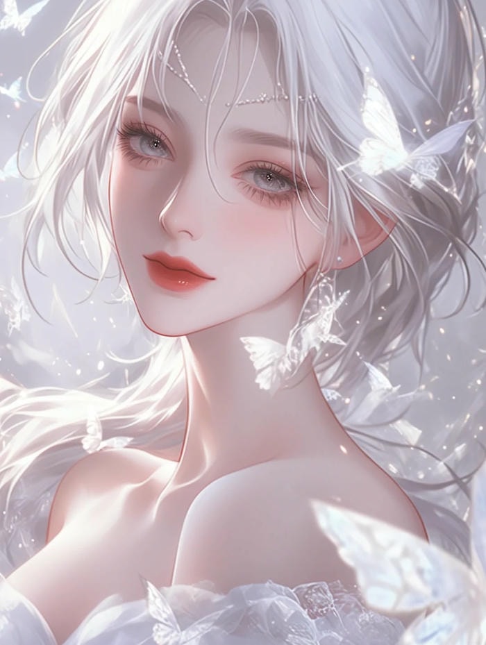 Ảnh anime girl tóc trắng cool ngầu