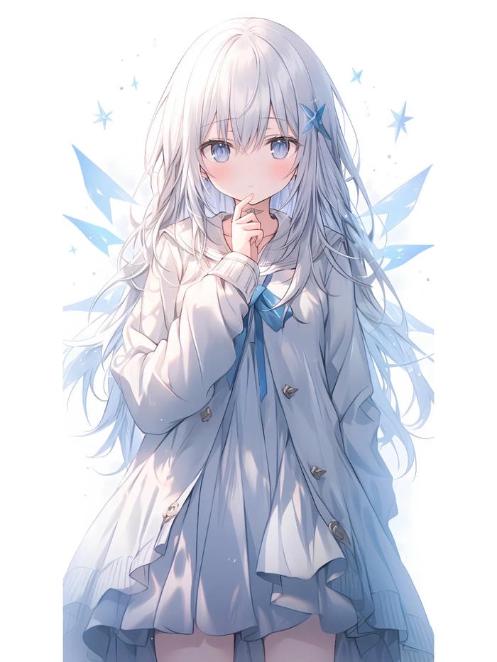 Ảnh anime girl tóc trắng đáng yêu