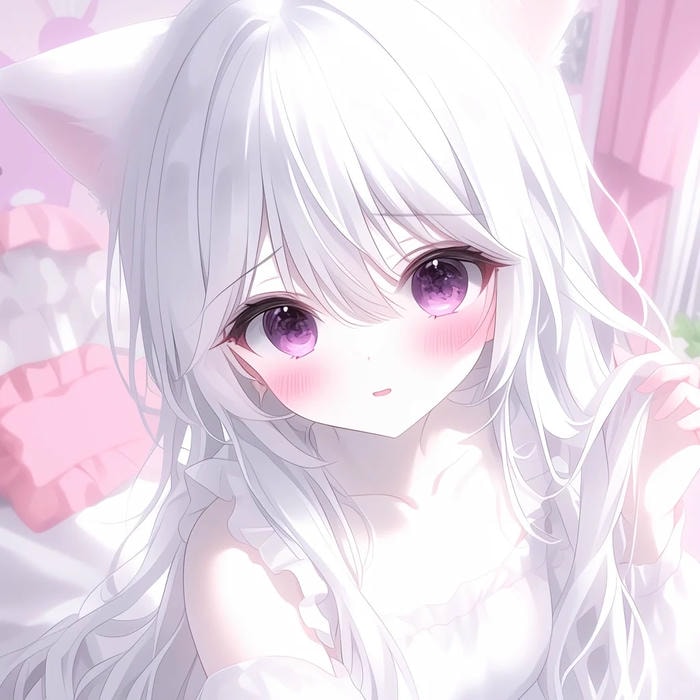 Ảnh anime girl tóc trắng ngoài phố