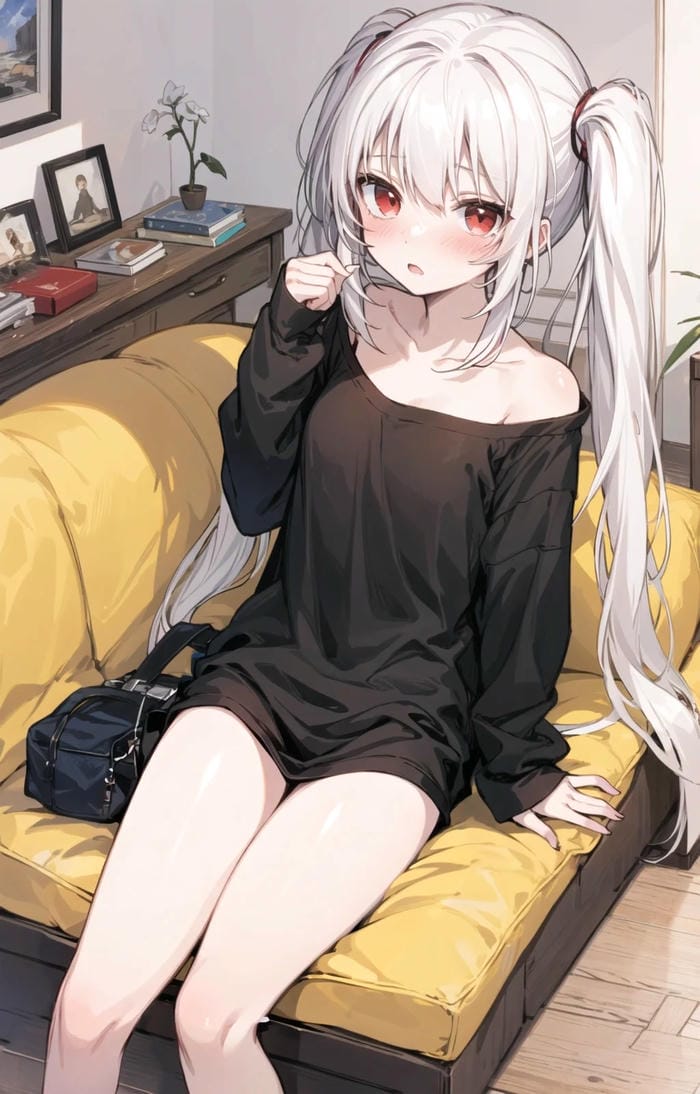 Ảnh anime girl tóc trắng style nhẹ nhàng