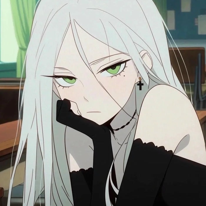 Ảnh anime girl tóc trắng thần thái