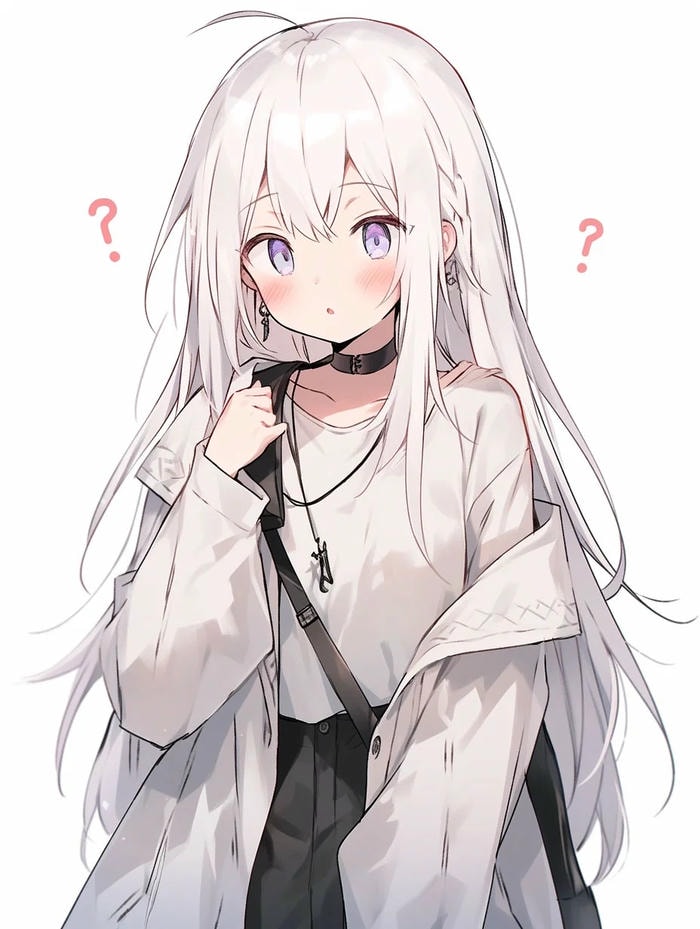 Hình ảnh anime girl tóc trắng cute