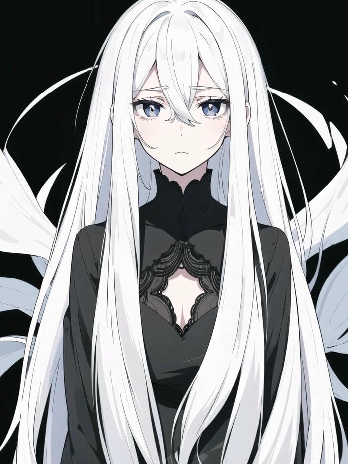 Hình ảnh anime girl tóc trắng đẹp buồn