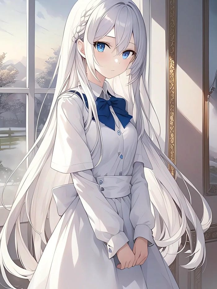 Hình ảnh anime girl tóc trắng đẹp lộng lẫy
