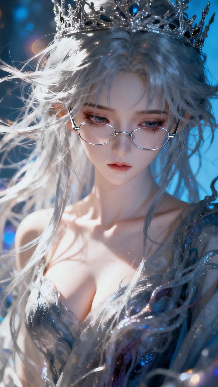 Hình ảnh anime girl tóc trắng lung linh