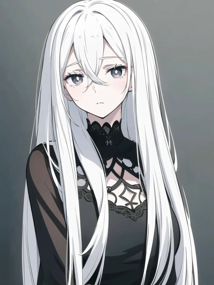 Hình ảnh anime girl tóc trắng style cổ điển