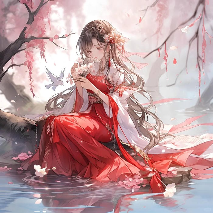 Hình ảnh anime nữ cổ trang bí ẩn