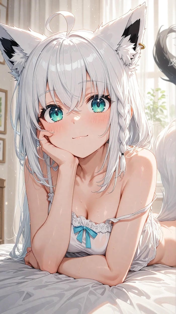 Hình anime girl tóc trắng sắc nét