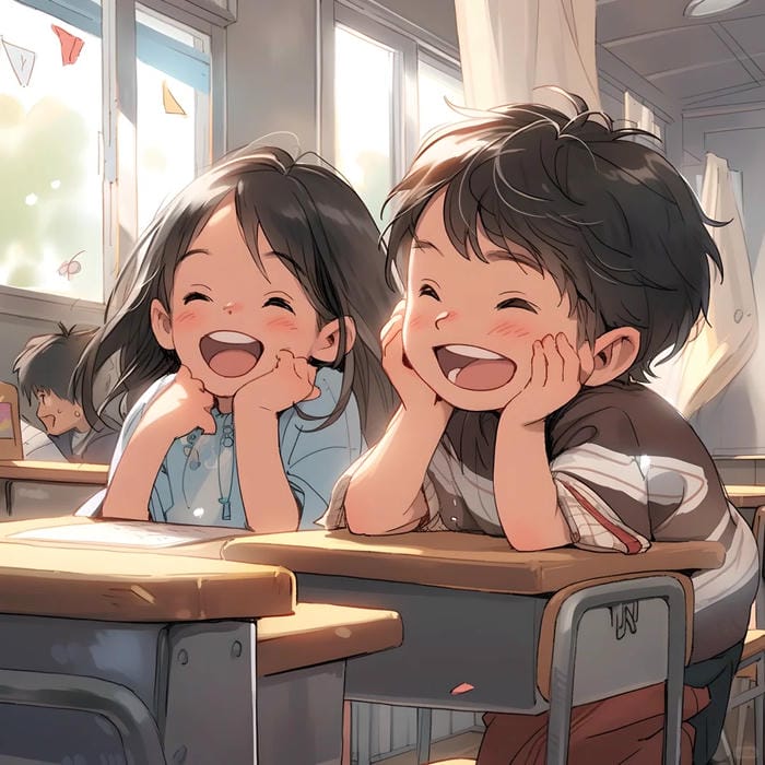 ảnh anime bạn thân ngồi cạnh nhau