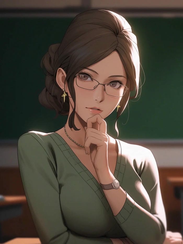 ảnh anime cô giáo đứng lớp