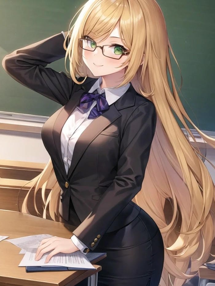 ảnh anime cô giáo giảng bài