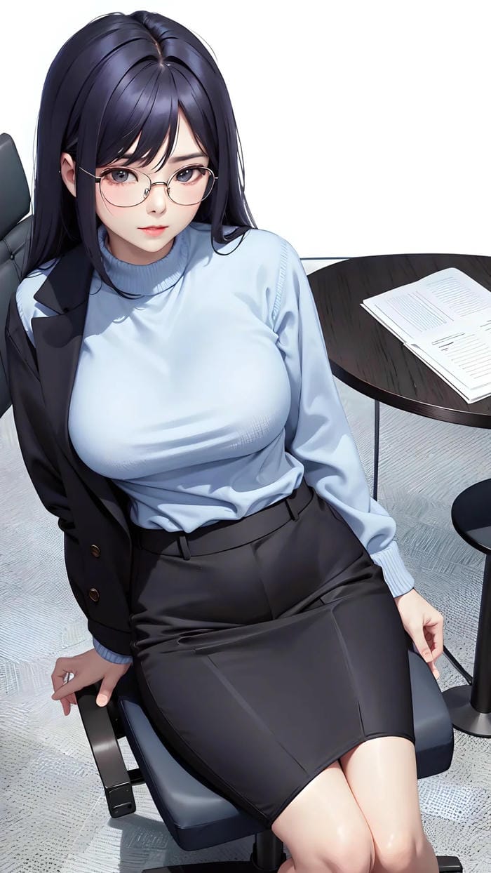 ảnh anime cô giáo trong phòng họp