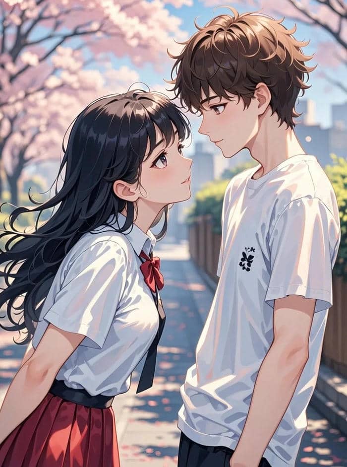 ảnh anime học sinh chụp ngoài trời