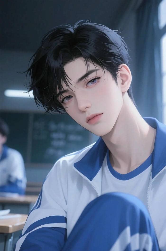 ảnh anime học sinh tóc hai mái