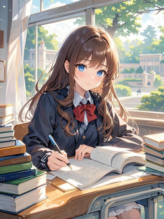 ảnh anime nữ học sinh cute dễ thương