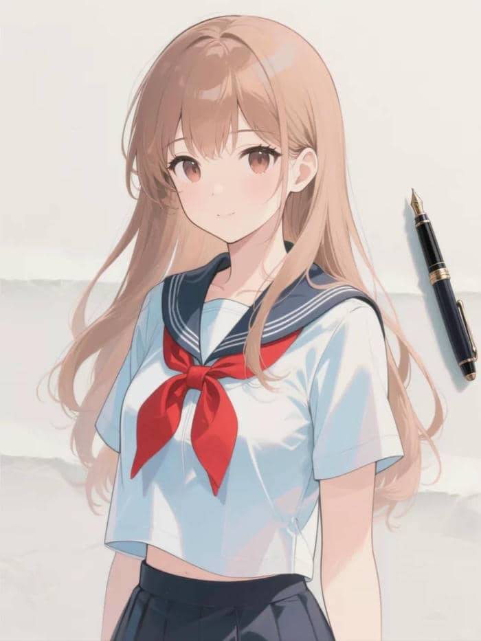 ảnh anime nữ tóc dài học sinh