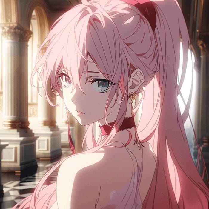 ảnh anime nữ tóc hồng dịu dàng