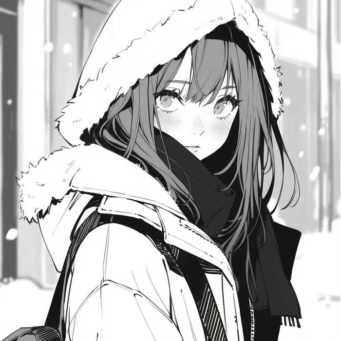 ảnh anime nữ trắng đen ánh sáng