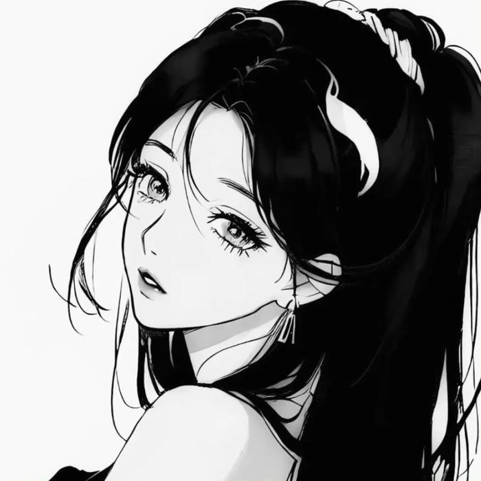 ảnh anime nữ trắng đen chất