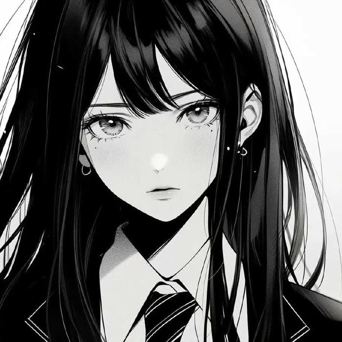 ảnh anime nữ trắng đen cute