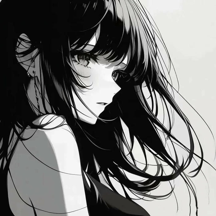 ảnh anime nữ trắng đen đẹp