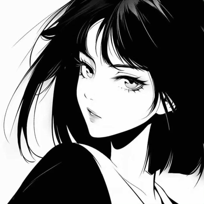 ảnh anime nữ trắng đen nghệ thuật