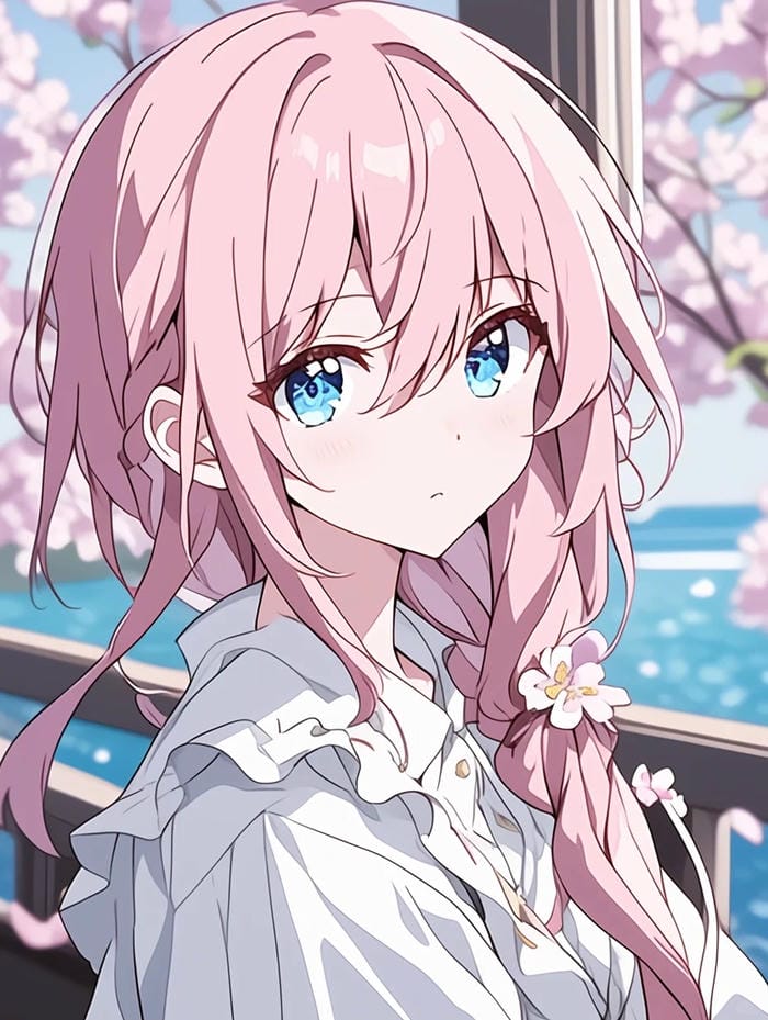 ảnh anime tóc hồng dễ thương