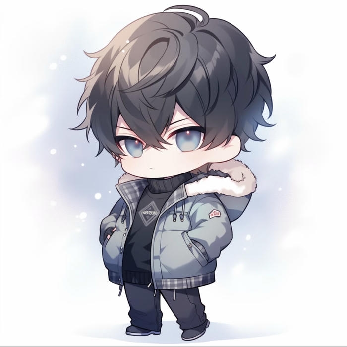 ảnh chibi nam lạnh lùng mặc hoodie