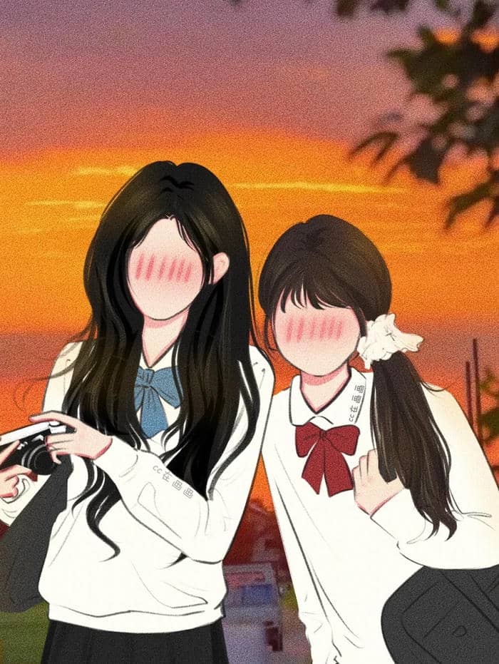 ảnh đôi bạn thân anime chụp chung