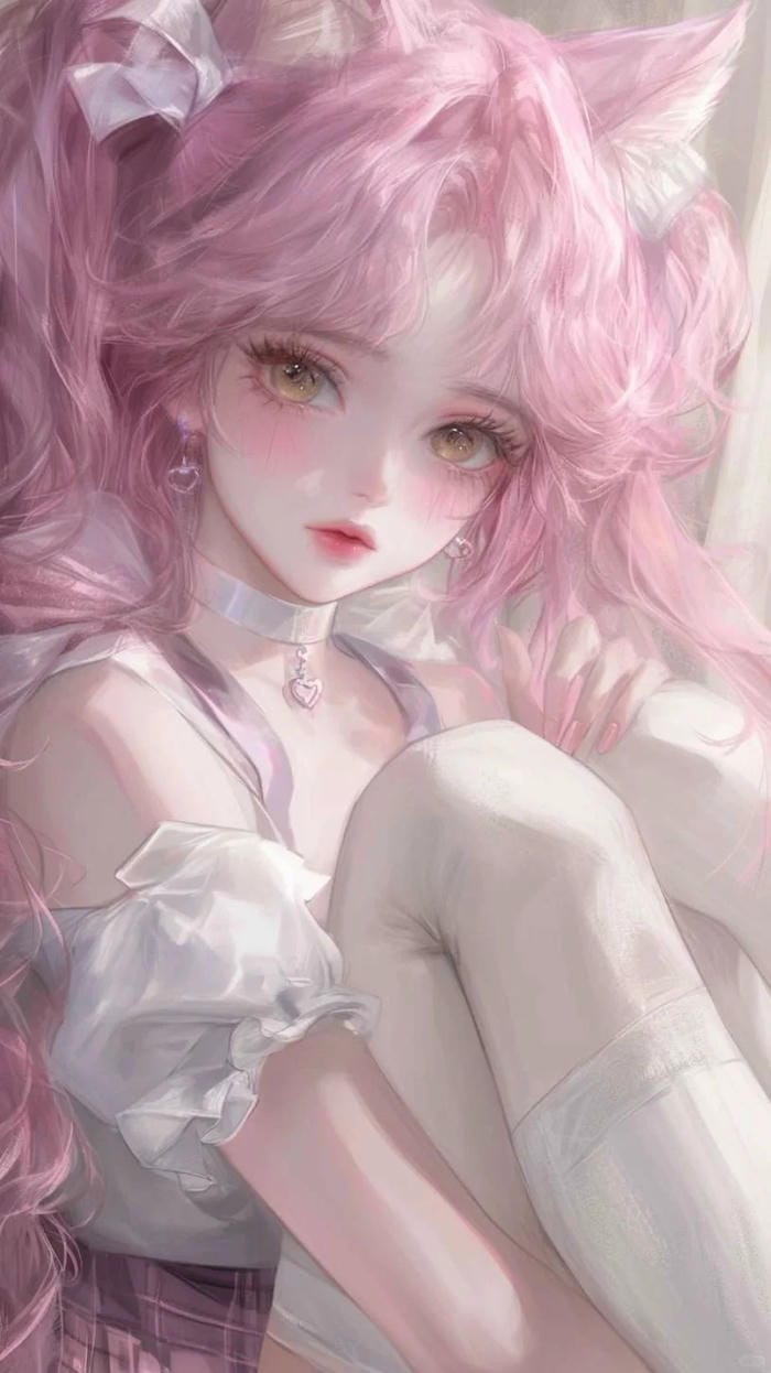anime girl tóc hồng dễ mến