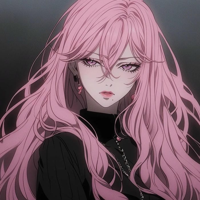 anime girl tóc hồng mềm mại