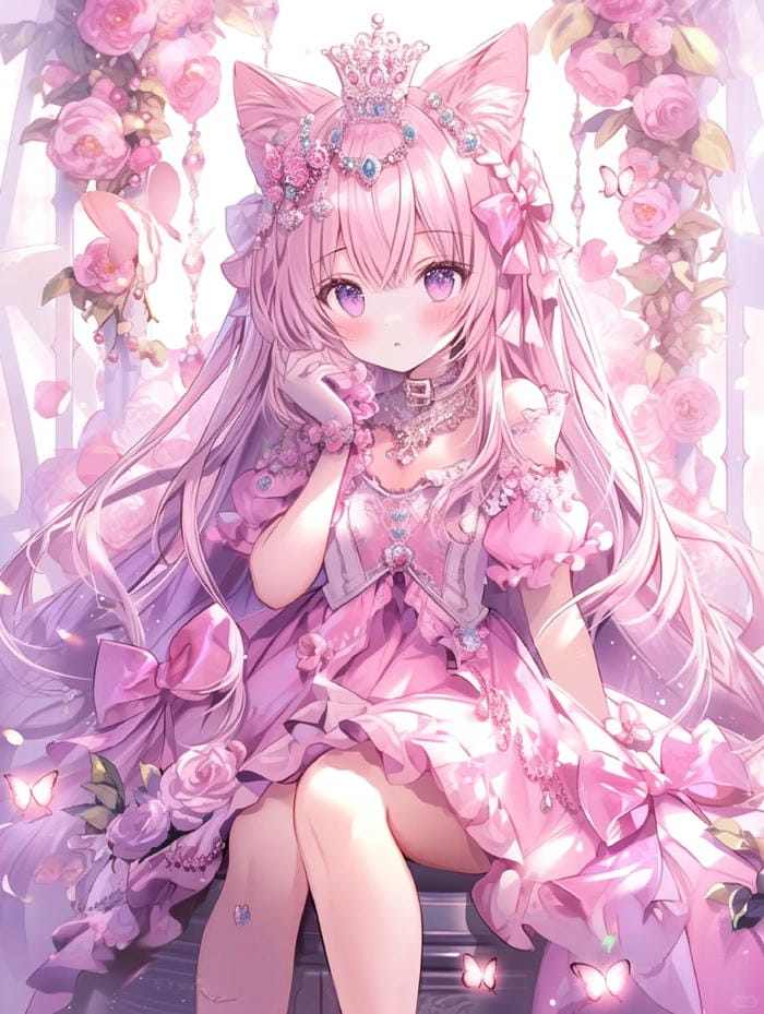 anime girl tóc hồng phong cách cool