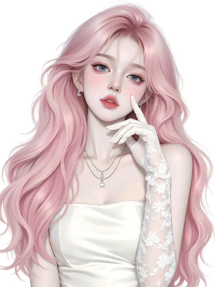 anime girl tóc hồng tinh tế