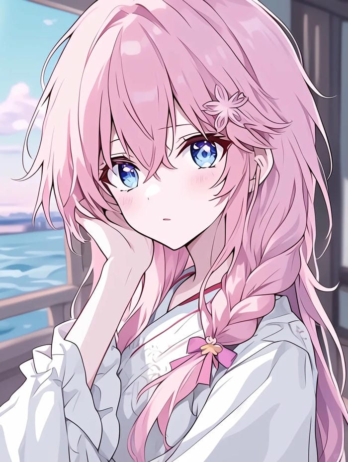 anime girl tóc hồng xinh