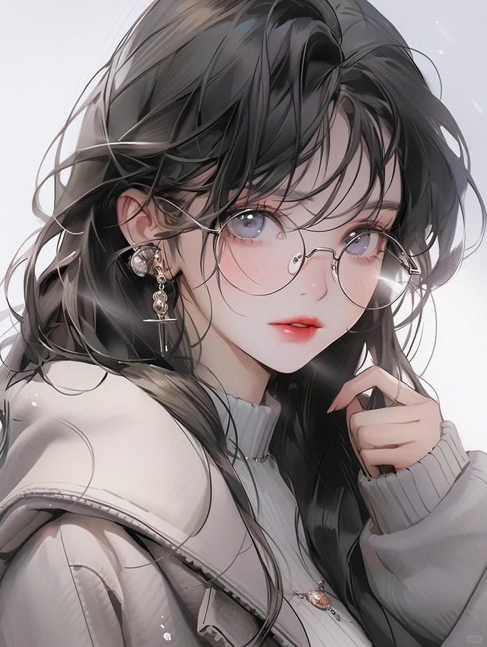 anime girl với mắt kính